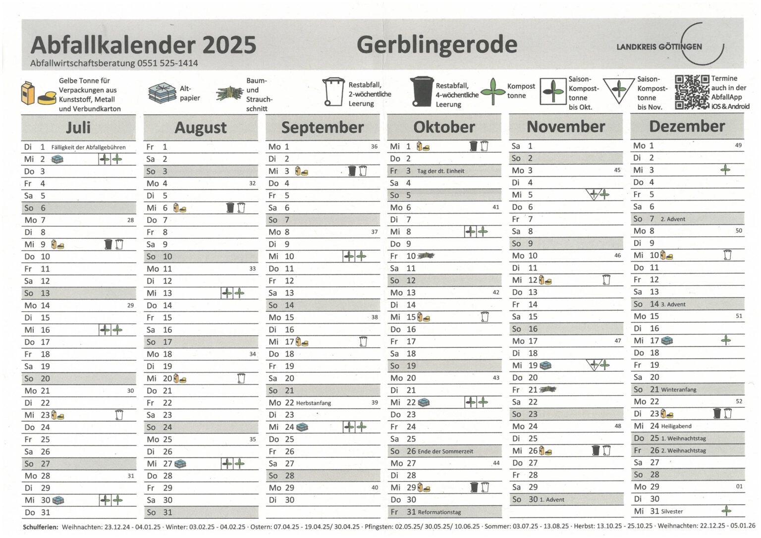  Abfallkalender 2025 für Gerblingerode – Gerblingerode Motiv 